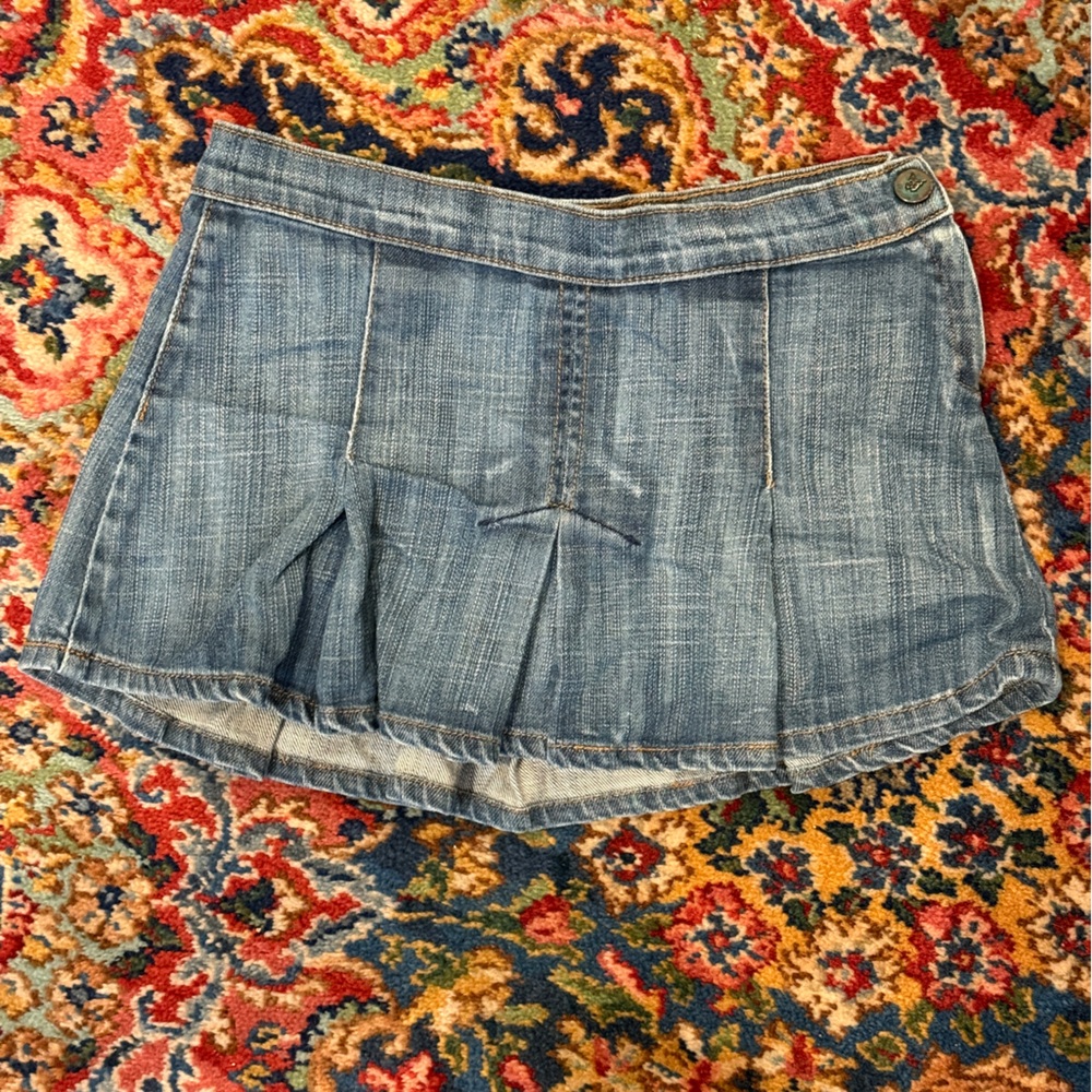 Frankie B Y2K Vintage RARE low rise extra mini pleated jean skirt - Size 0